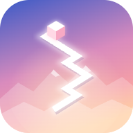Tempo Line app icon: a white line climbing to a glowing cube under a sunrise sky